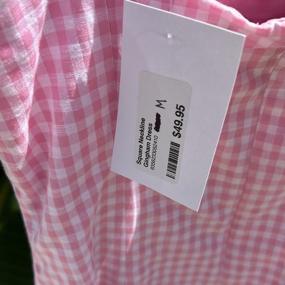 BNWT Pink & White Gingham Mini Dress - Picture 6 of 9